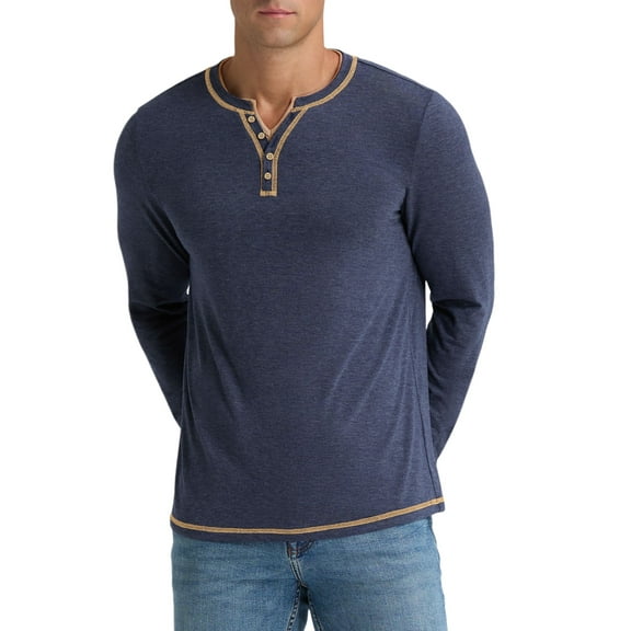Iceglad Mens Henley Shirts Long Sleeve T Shirt Fashion Casual Slim V Neck Shirts