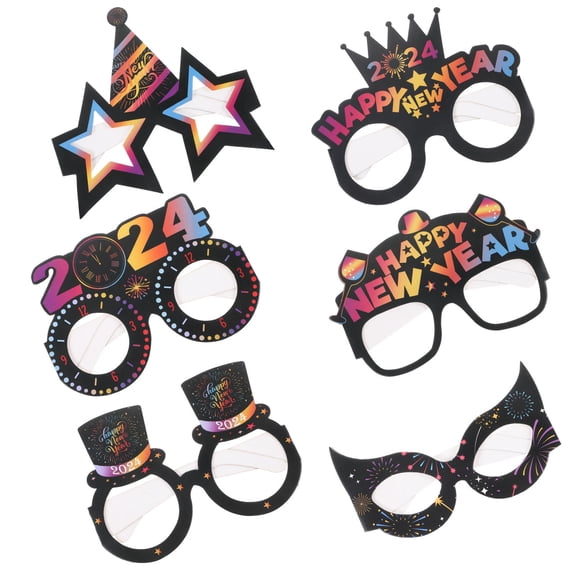 Raindrops 6Pcs Festival Glasses 3D Western Style Paper Eyewear for New Year Eve Party and Children