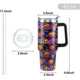 thumbnail image 3 of 40 oz Halloween Tumbler with Lid and Straw, Stainless Steel Insulated Flower and Pumpkin Tumbler 40 oz, Reusable Spooky Pumpkin Cup with Leak Proof Lid, Halloween Gifts for Women, 3 of 6