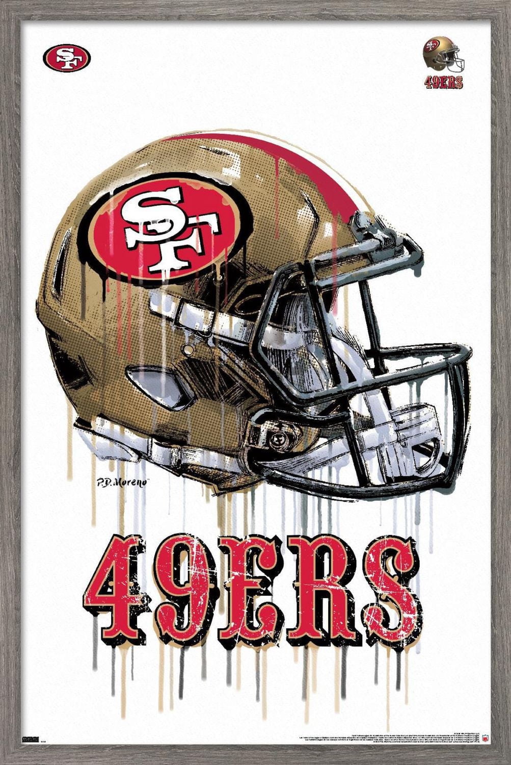 NFL San Francisco 49ers - Drip Helmet 20 Wall Poster with Push Pins, 22.375" x 34"