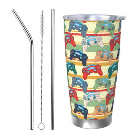 

Lukts Retro With Joysticks for 20OZ Car Cup Stainless Steel Direct Drinking Straw Thermos Cup Suitable for Office Travel and Car-Straw Three-piece Set