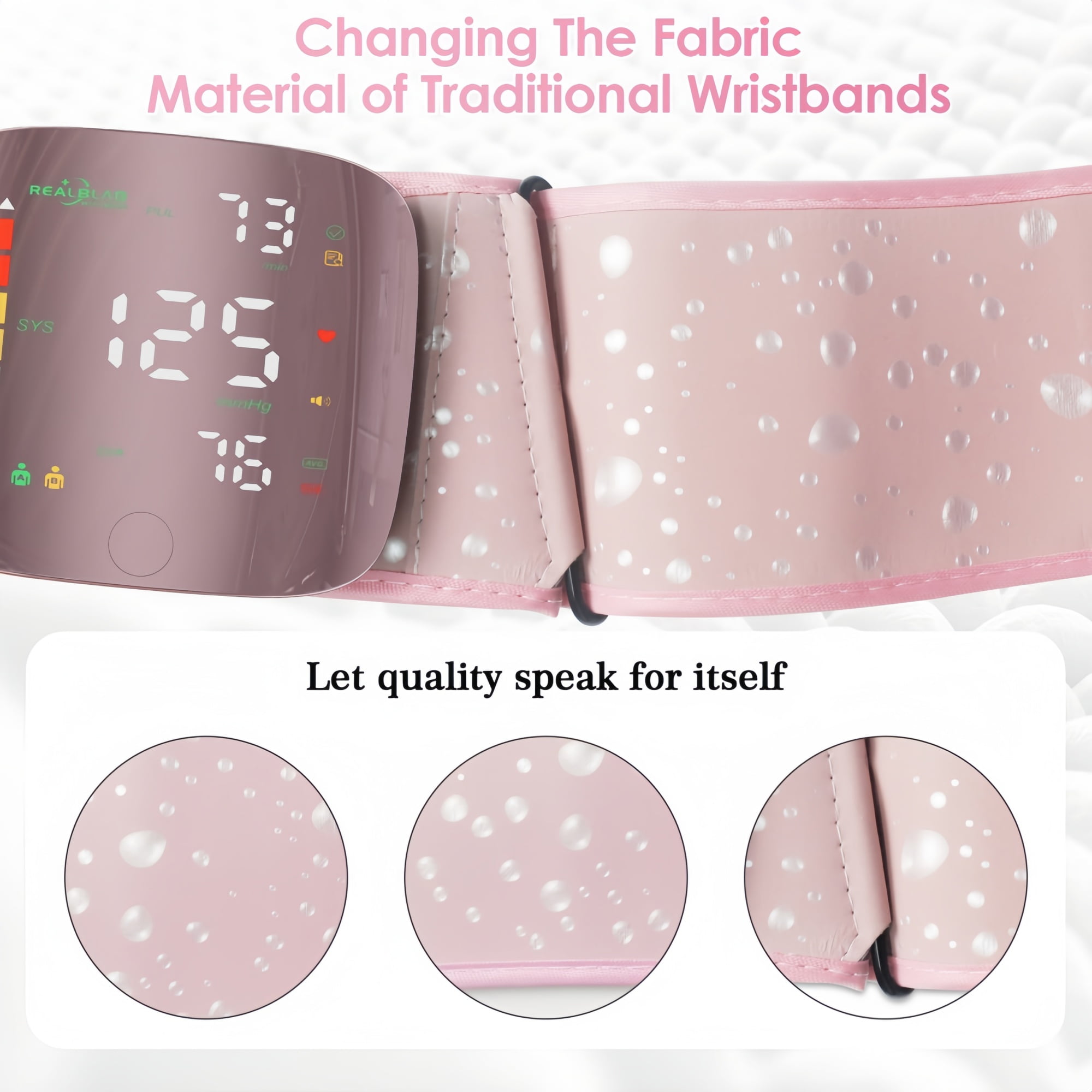 Ziqing Automatic Wrist-Worn Digital Blood Pressure Monitor - Rechargeable, Large LED Display, Home Use, 2 x 99 Memory Functions, Pink