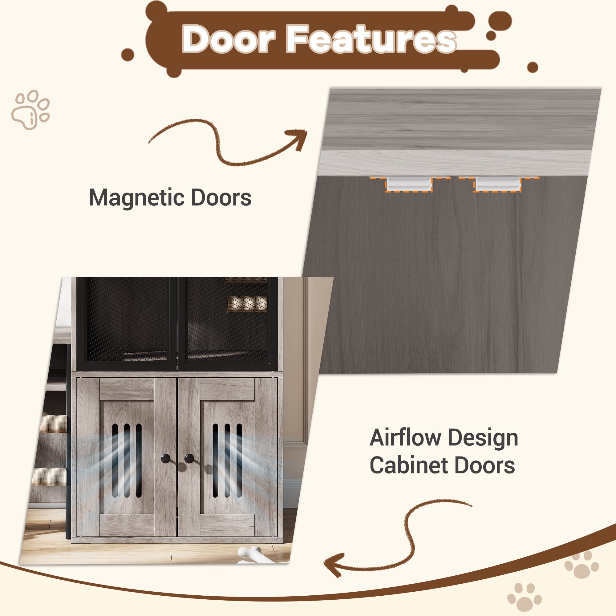 Cat Litter Box Enclosure Furniture,Hidden Litter Box Furniture with Shelf&Ladder,Double Litter Box Cabinet for Large Cats,Easy to Clean