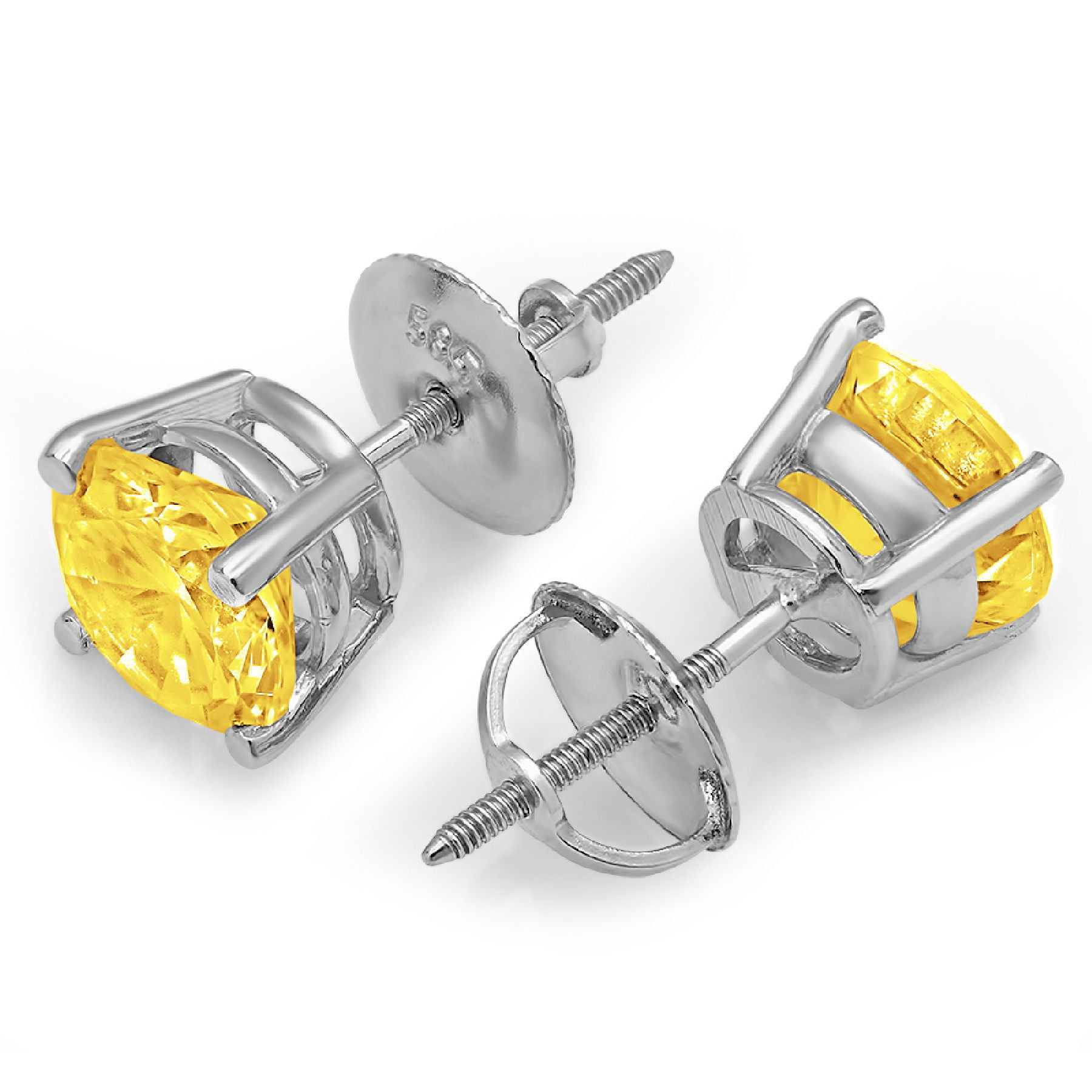 1/4ct Created Diamond Star Earrings 14K Solid Yellow Gold Studs Round-Cut VVS1 