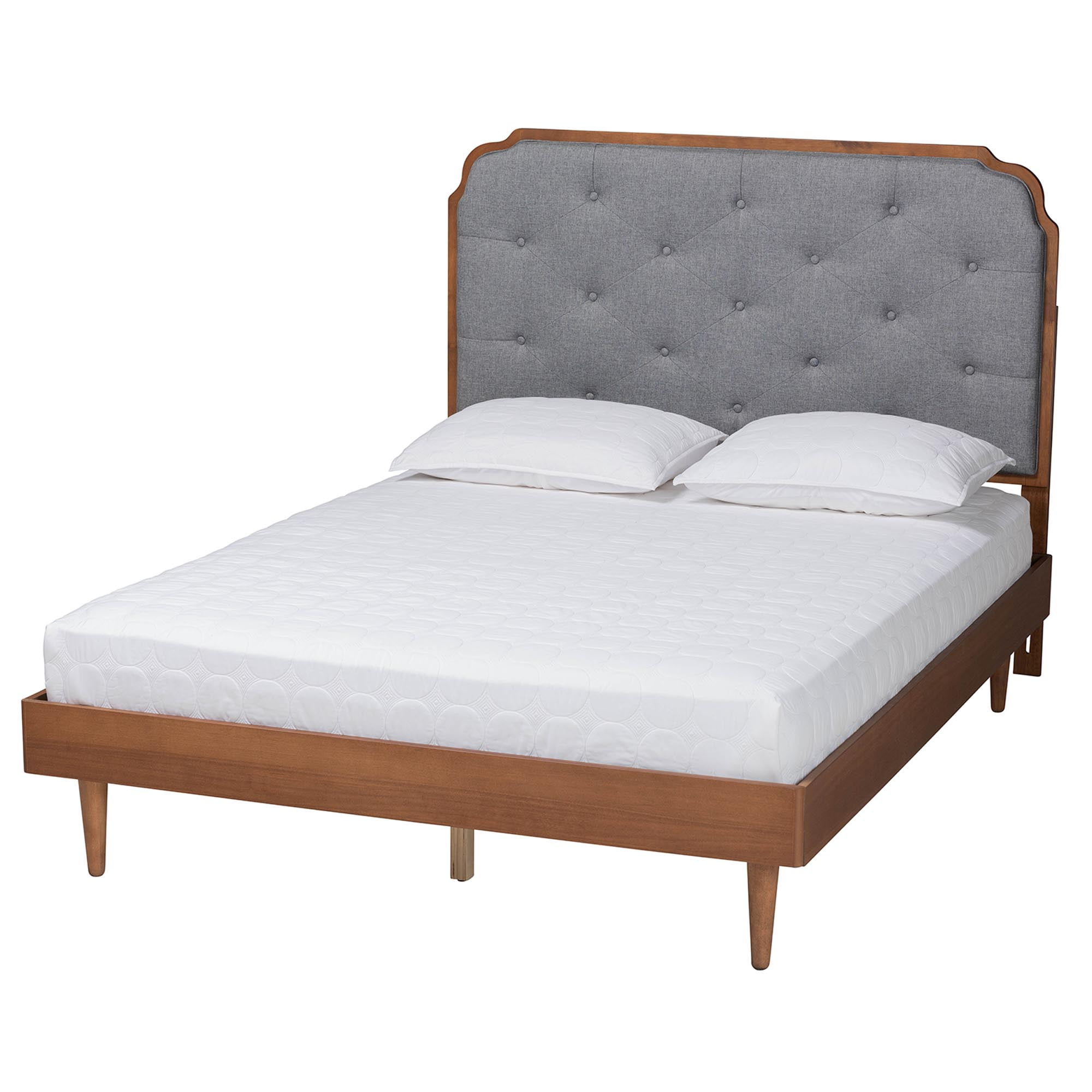 Baxton Studio Garron Mid-Century Platform bed, King, Walnut Brown