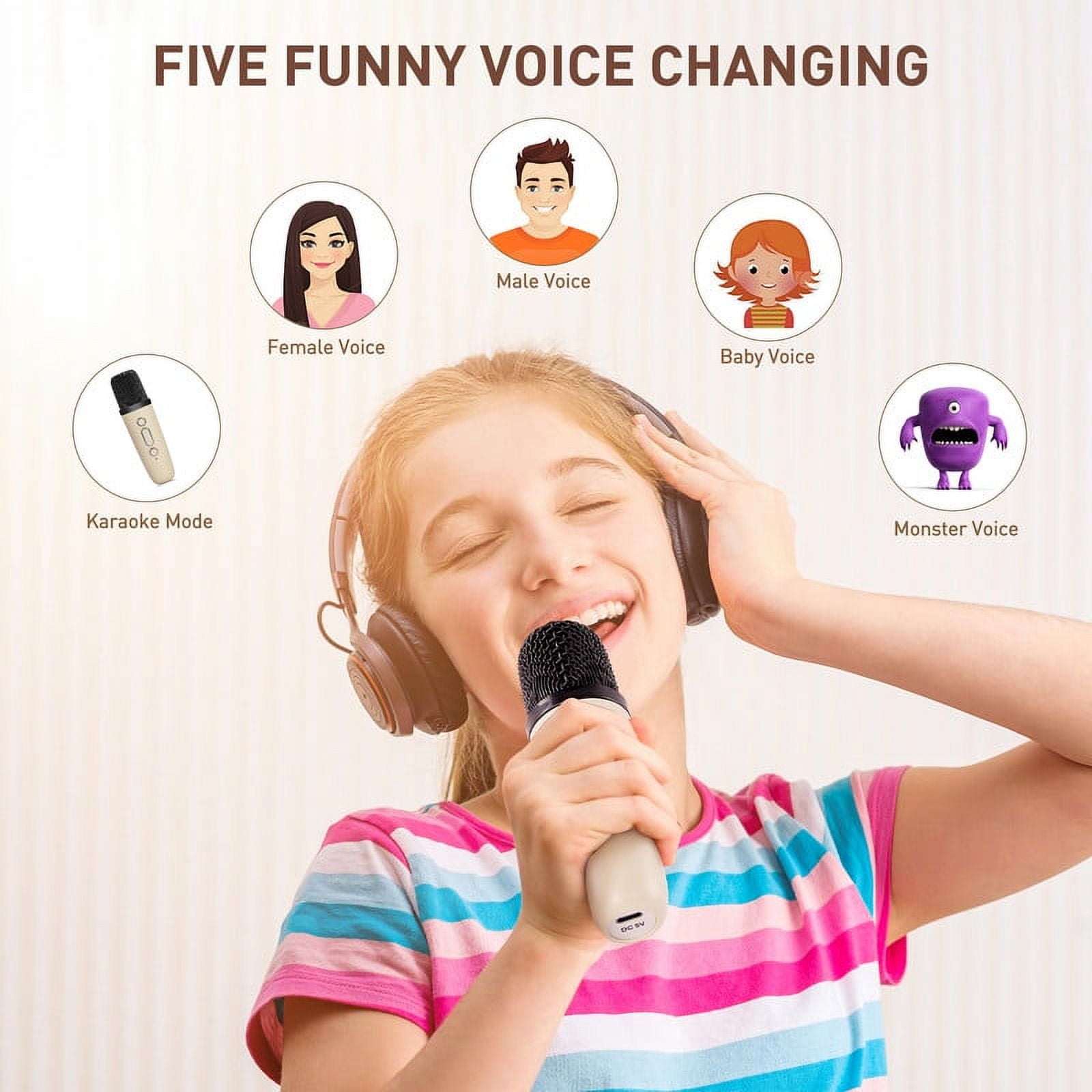 ENERFACE Karaoke Machine for kids,Portable Bluetooth Mini Microphone Speaker with 2 Wireless Mics & LED Lights, Perfect for Birthday Parties, Family Gatherings & Home Entertainment