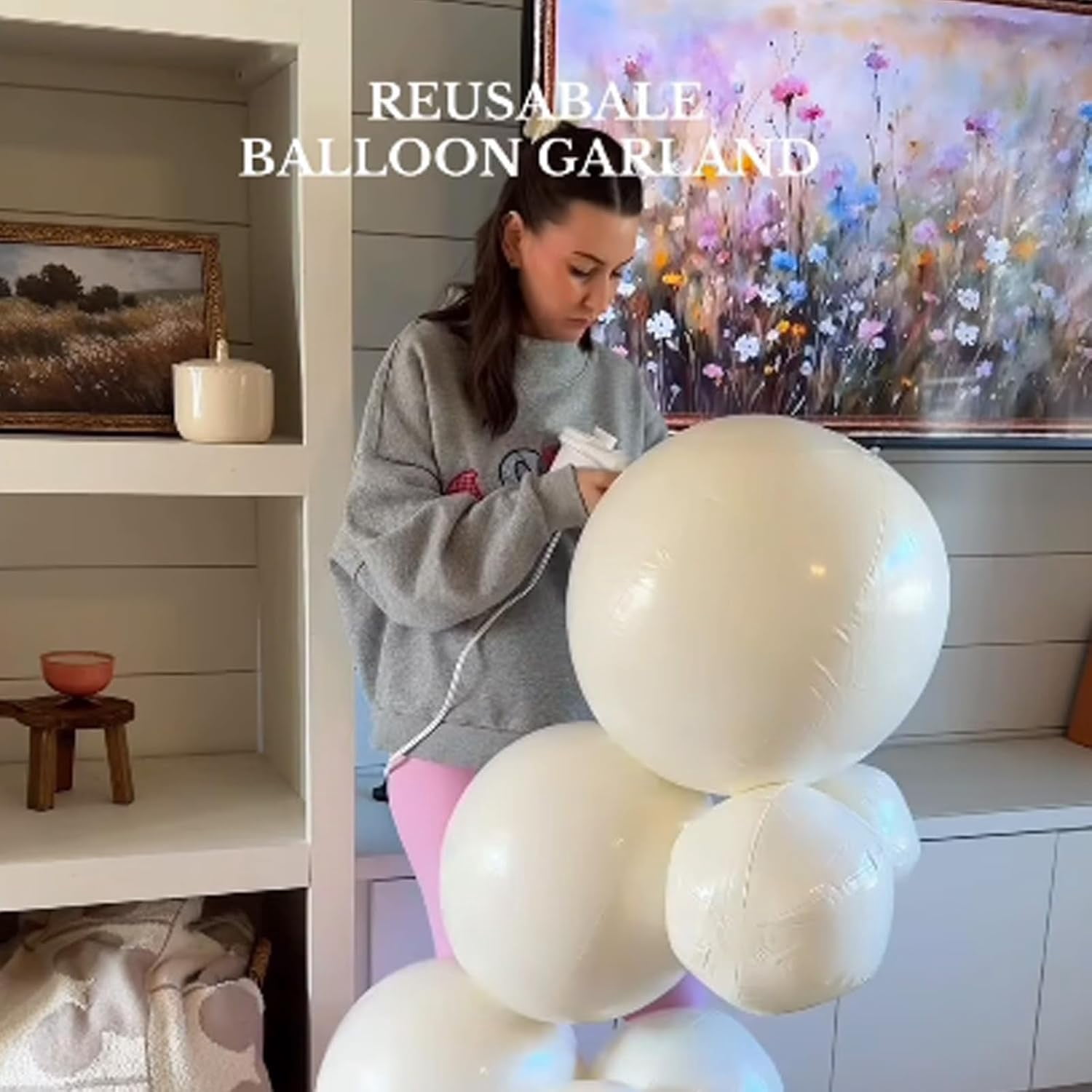 Reusable Inflatable Balloon Garland Arch Kit, 7 PCS Linked Pvc Balloons with Elastic Bands, One-Step, Effortless, Long-Lasting, Party Decoration for Birthdays, Weddings Celebrations(wwx)