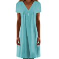thumbnail image 1 of WILLBEST Robe Courte Femme Col en V Décontractée Plissée Boutonnée Couleur Unie Manches Courtes, 1 of 4