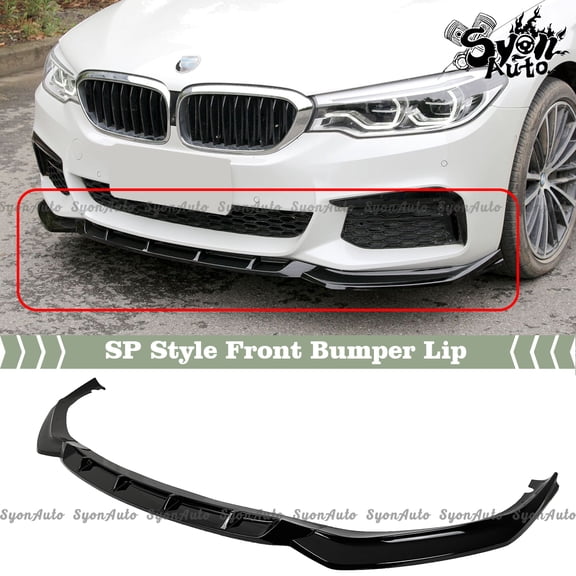 FITS 2017-2020 BMW G30 5 SERIES M SPORT GLOSSY BLACK SP STYLE FRONT BUMPER LIP KIT