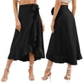 thumbnail image 4 of Valcatch 2024 Women's Ruffle Half Skirt Summer One Piece Lace up Maxi Skirt Casual Solid Color Irregular Hip Dress Fashion Skirts, 4 of 7