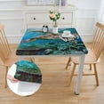 thumbnail image 2 of Awypu Sea Turtle Coastal Ocean Nautical Animal Underwater Marine Aqua Blue Square Tablecloth Washable for Home Kitchen Outdoor Decoration 100% Polyester Fiber 40*40, 2 of 8