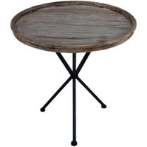 Jeco 24" Round Tray End Table in Brown and Black