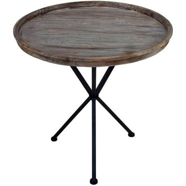 Jeco 24" Round Tray End Table in Brown and Black