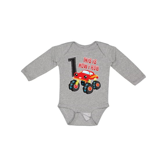 Inktastic Monster Truck How I Roll 1st Birthday Boys Long Sleeve Baby Bodysuit