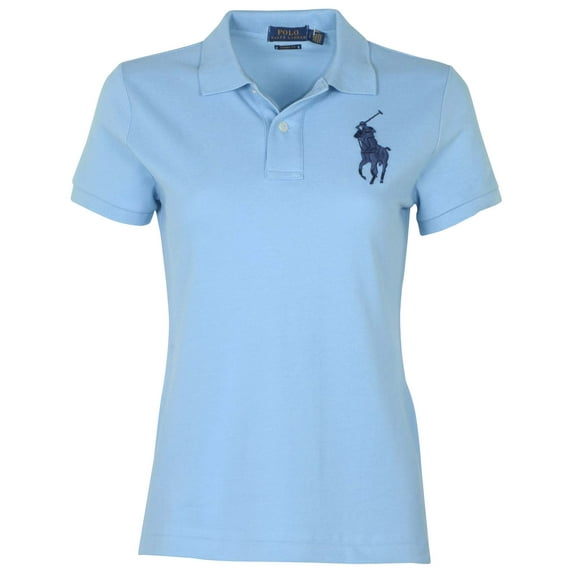 Polo RL Women's Skinny Polo Big Pony Shirt (Light Blue, Small)