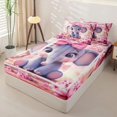 thumbnail image 2 of Homewish Cute Elephant Animal Zipper Full Size Comforter Sets with Fitted Sheet and 2 Pillowcases, Blossoms Flower Zipper Bedding Set, Pink Reversible, 4-Piece, 2 of 6