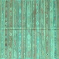 thumbnail image 1 of Ahgly Company Indoor Square Southwestern Turquoise Blue Country Area Rugs, 4' Square, 1 of 4