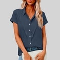 thumbnail image 3 of Perfectbot Women's Button Down Shirts - Short Sleeve Loose Fit Blouse for Casual & Work, Sizes S-5XL, 3 of 7