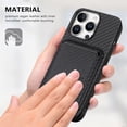 thumbnail image 6 of Dteck Detachable Back Cover for iPhone 16 Pro with Card Holder, Magnetic Wallet Pocket Carbon Fiber Texture PU Leather Slim Phone Case, Black, 6 of 12
