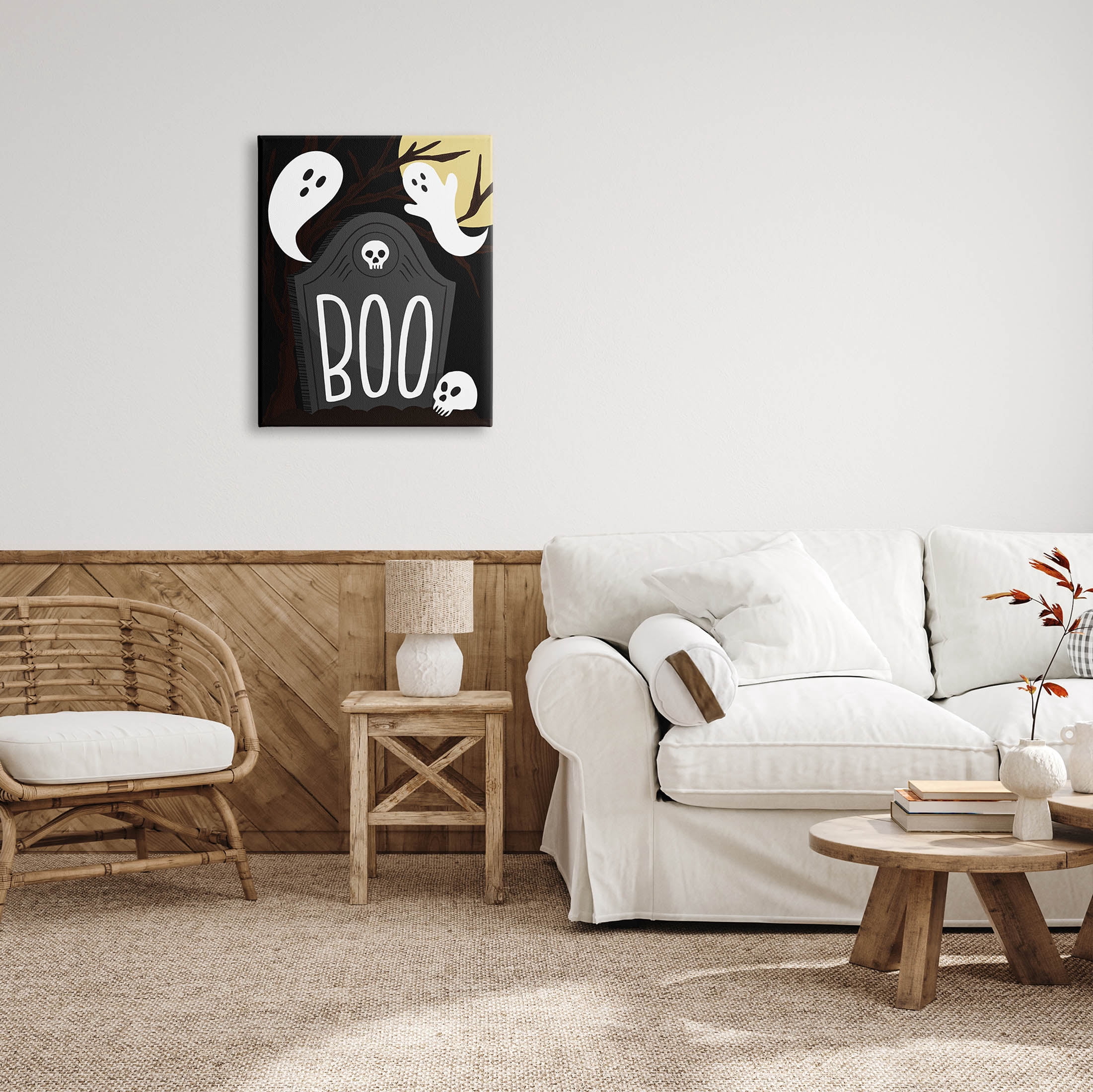 Stupell Industries Boo Haunted Night Gravestone Graphic Art Gallery Wrapped Canvas Print Wall Art, Design by Hey Bre! Creative Studio