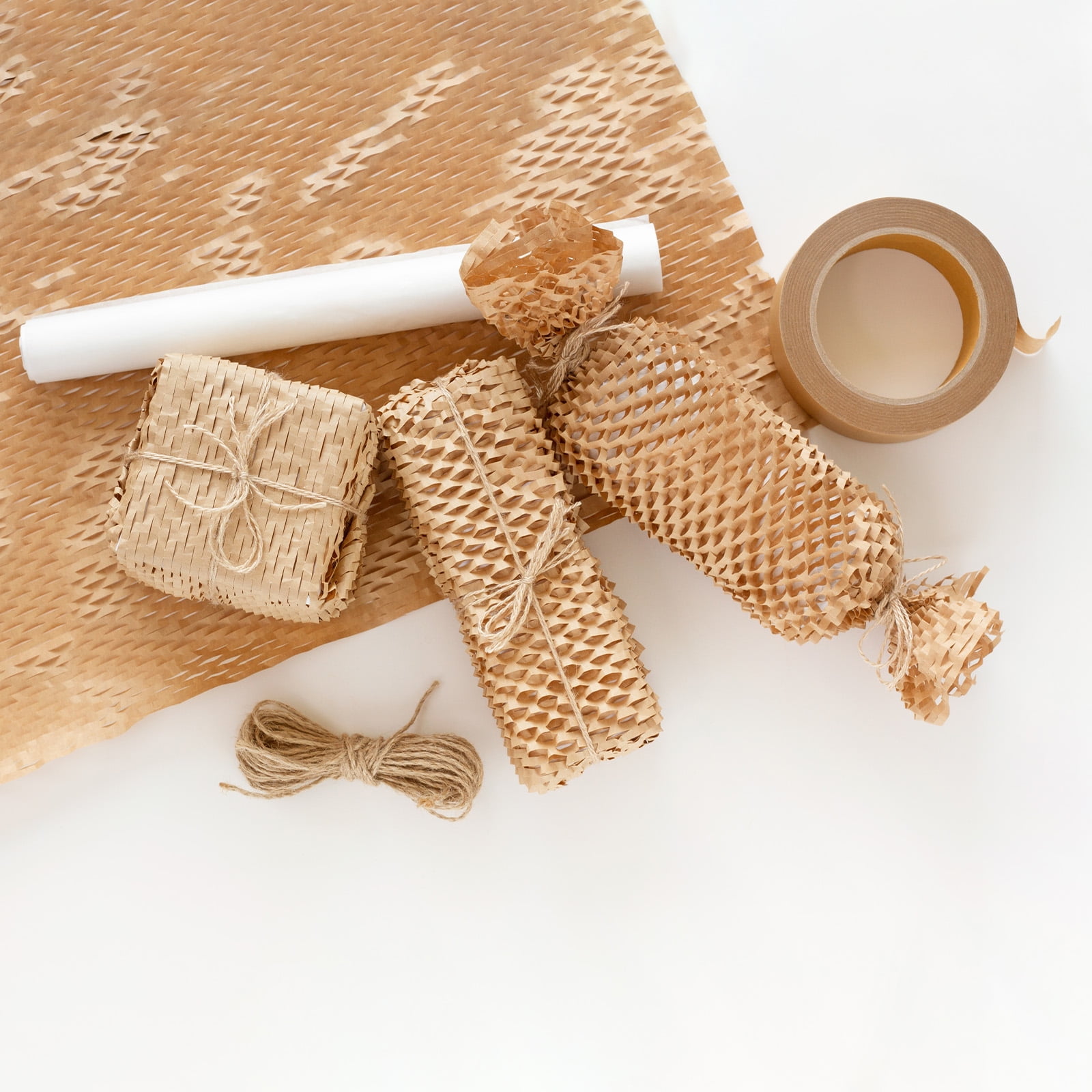 Littleduckling Packaging Paper Honeycomb Cushioning Wrapping Roll Paper Perforated-Packing Paper Log Pulp Paper for Packing & Moving Void Fill Paper