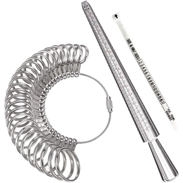 Ring Sizer Tool Set Aluminum Ring Mandrel and Finger Gauges Metal Ring Sizer Measuring Tool