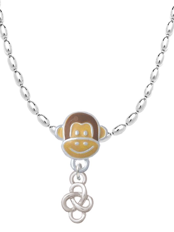 Silvertone Mini Celtic Knot Mia Monkey Charm Necklace