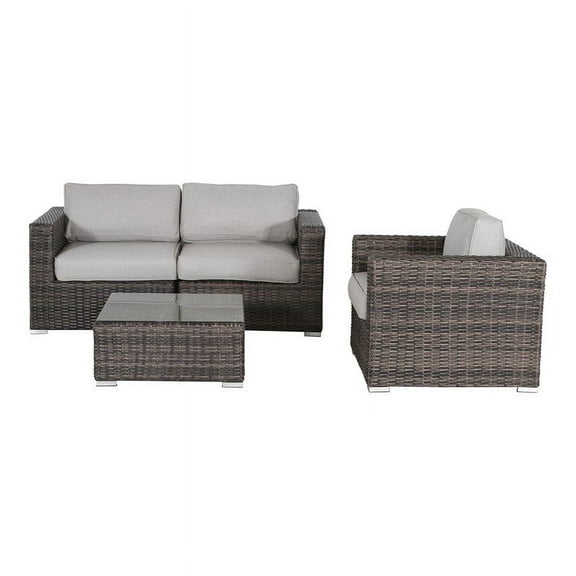 Living Source International 4-Piece Wicker Sectional Seating Group in Brown