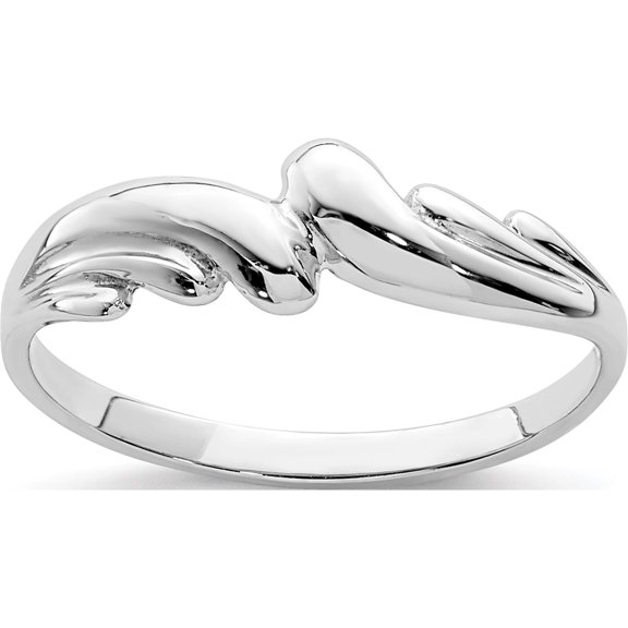 14K White Gold Polished Wave Ring (Size 7) Made In United States d4708