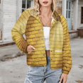 thumbnail image 3 of Jackets for Women Winter Coat Jackets Flannel Stand Collar Jacket(Yellow Brick Stone Wall Sunlight,Size:S-4XL), 3 of 7
