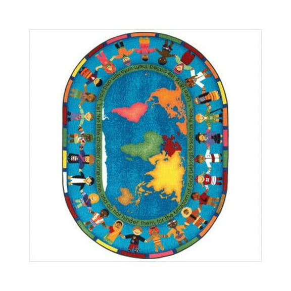 Let the Children Come 5 ft.4 in. x 7 ft.8 in. Oval  WearOn Nylon Machine Tufted- Cut Pile Educational- Faith Based Rug