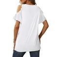 thumbnail image 1 of Top Con Hombros Descubiertos, Ribete De Encaje, Blusa Con Hombros Recortados, Transpirable, Cuello Redondo, Lindo Para Mujeres, Para Vacaciones, Fiesta En La Playa ANGGREK No, 1 of 5