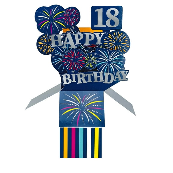 Clever Cube Pop Up Card - 18th Birthday - Fireworks