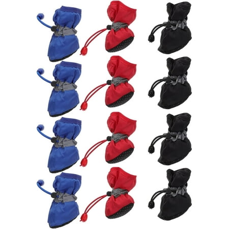 Water Protector for Shoes Dogs Proof Boots 3 Sets 12Pieces Dog Boots Paw Protectors  Non- Dog Shoes with Adjustable Fastening Straps for Medium and Small Water Water Proof Boots