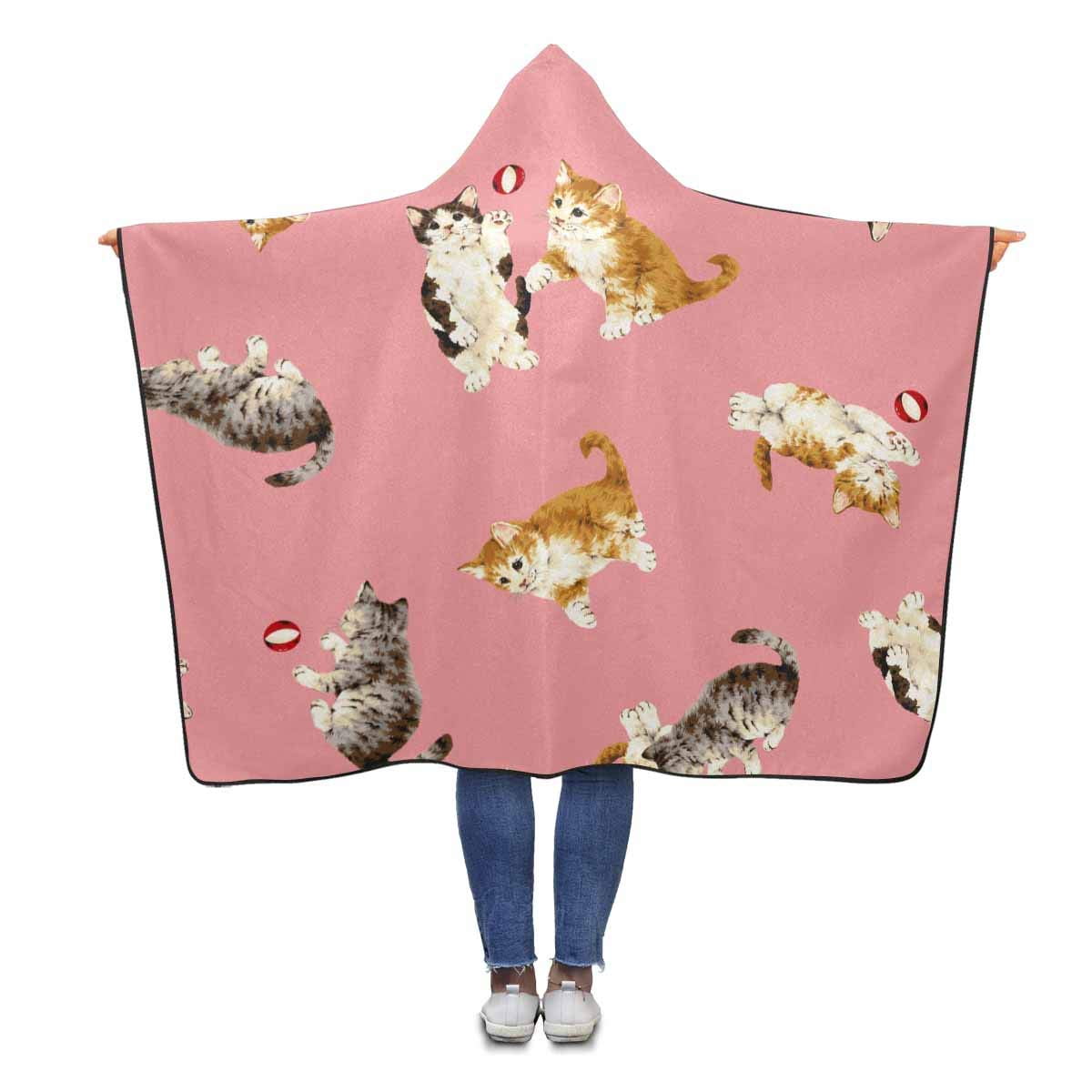 ASHLEIGH Cute Funny Cats Hooded Throw Blanket 56x80 inches Adults Girls