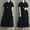 Black, variant on Fashion SMihono Plus Size Dresses for Curvy Women Loose Lapel Neck Short Sleeve Button Up Dress Tie Front Cotton Linen A Line Dress Black XXXXL