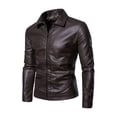 thumbnail image 1 of Chaqueta de cuero para hombre, chaqueta de cuero PU lavada para motocicleta, chaqueta de cuero fina con solapa para hombre, procesamiento para hombre, 1 of 6