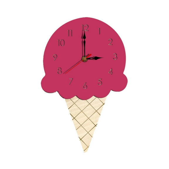Vikakiooze Home Decor Nordic Style Ice Cream Wall Clock Silent Wooden Clock for Home Living Room