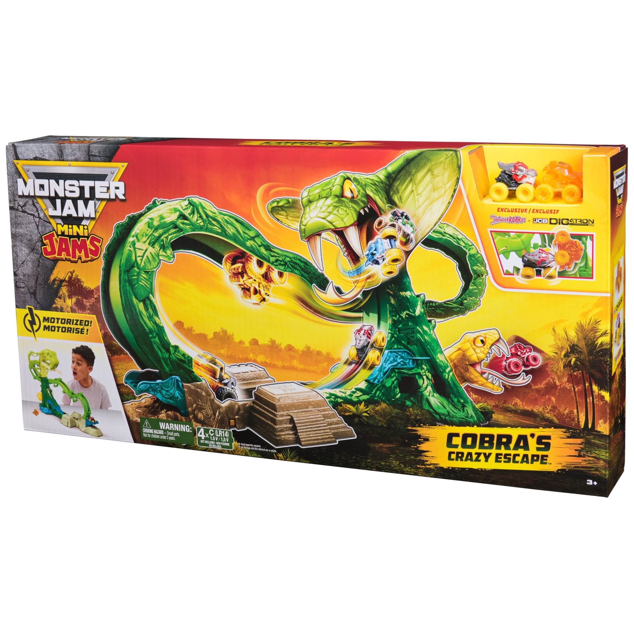 ミニカー Monster Jam Mini Cobra's Crazy Escape Monster Jam Mini Jams, Cobra's Crazy Escape Playset with 2 Monster
