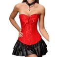 thumbnail image 2 of Tops de Corsé para Mujer, Lencería Moldeadora con Bustier, Body Push Up con Cintura de Encaje Rojo 5XL, 2 of 10