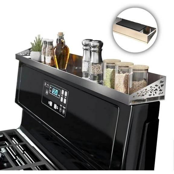 30" Magnetic Stove Top Shelf – Stainless Steel Spice Rack and Seasoning Organizer – Kitchen Shelf for Back of Stove – Over Stove Rack and Storage Organizer