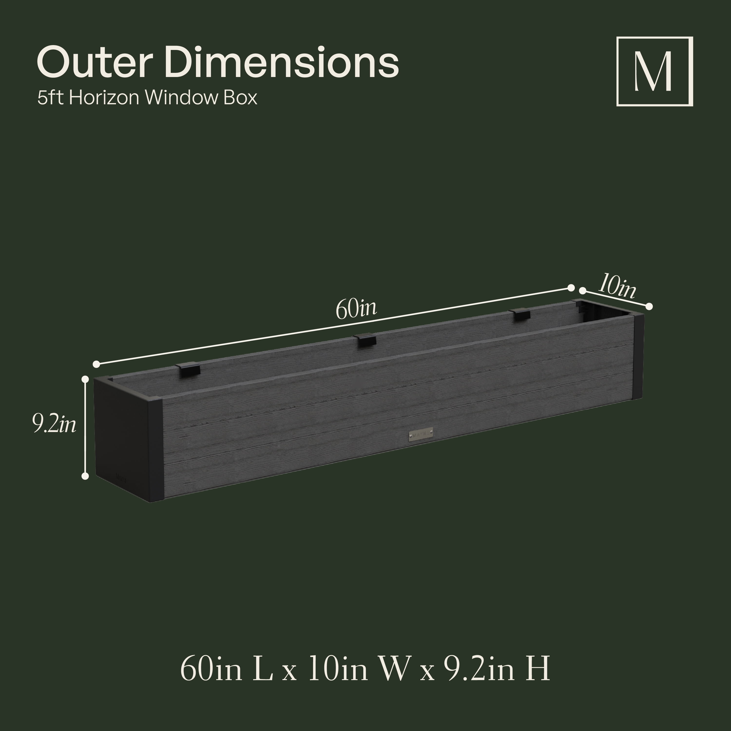 Horizon 5FT Window Box - Charcoal