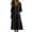 Black, variant on Eawtki Women's V Neck Three Quarter Sleeve Midi Dress Vertical Button Placket Side Pockets Side Slit Loose Fit Casual Summer Linen Blend Empire Dress