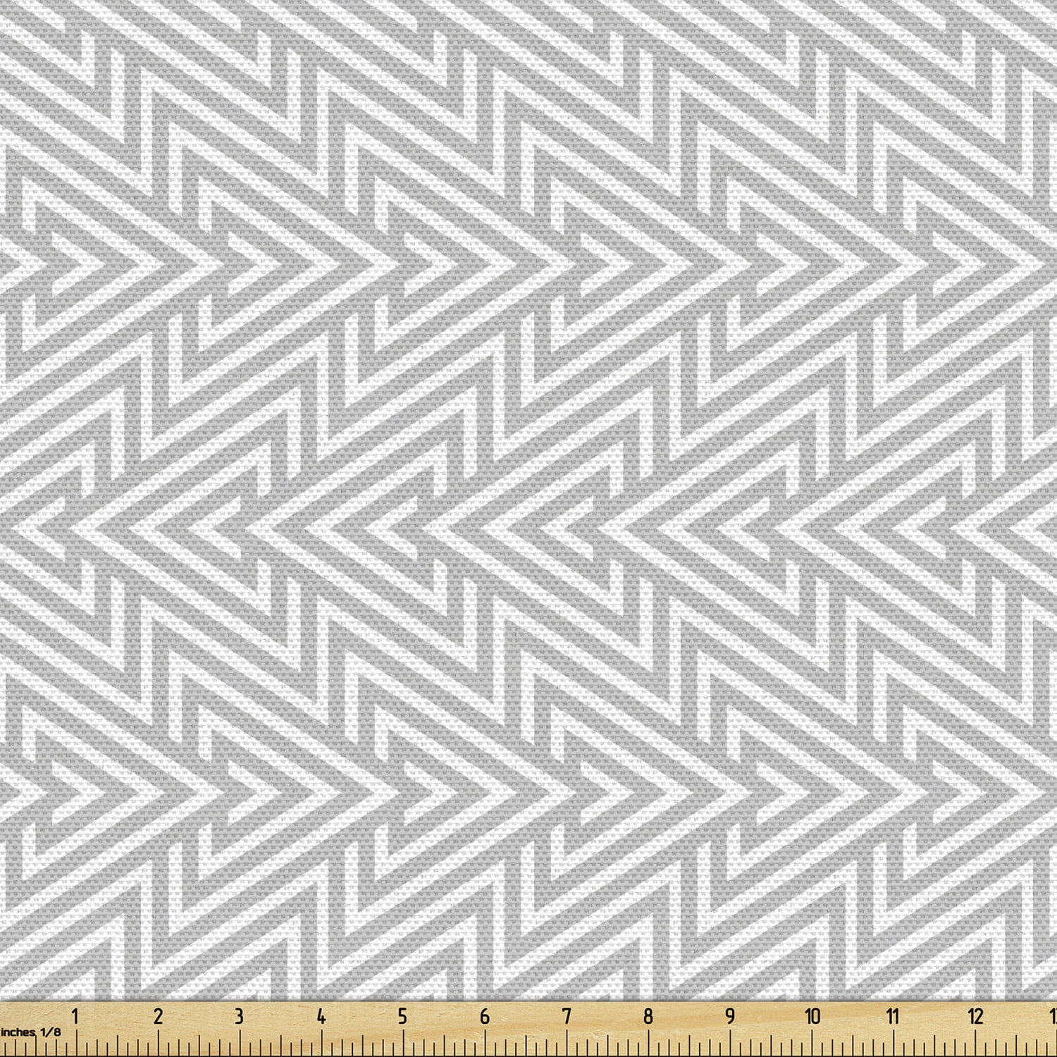 Grey Geometric Fabric by the Yard Upholstery, Chevron Triangular