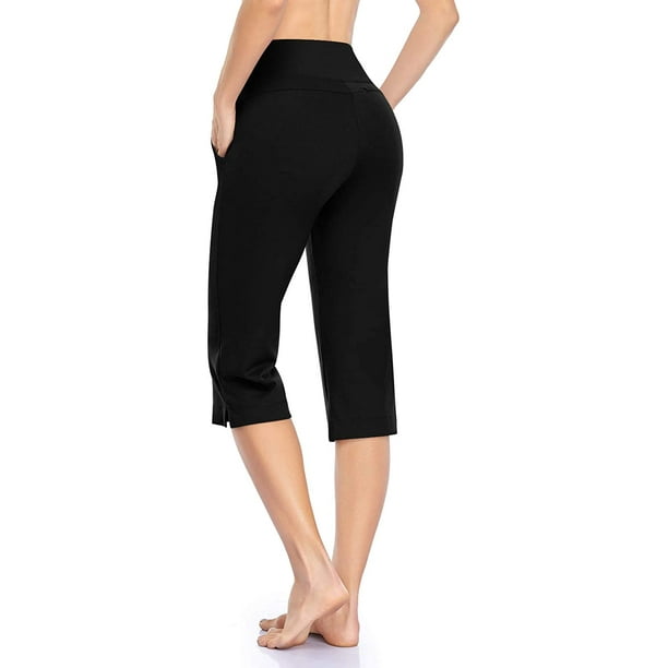 Women's Yoga Capri Pants with Pockets Lounge Crop Pants Tummy Control  Stretch Workout Flare Running Pants