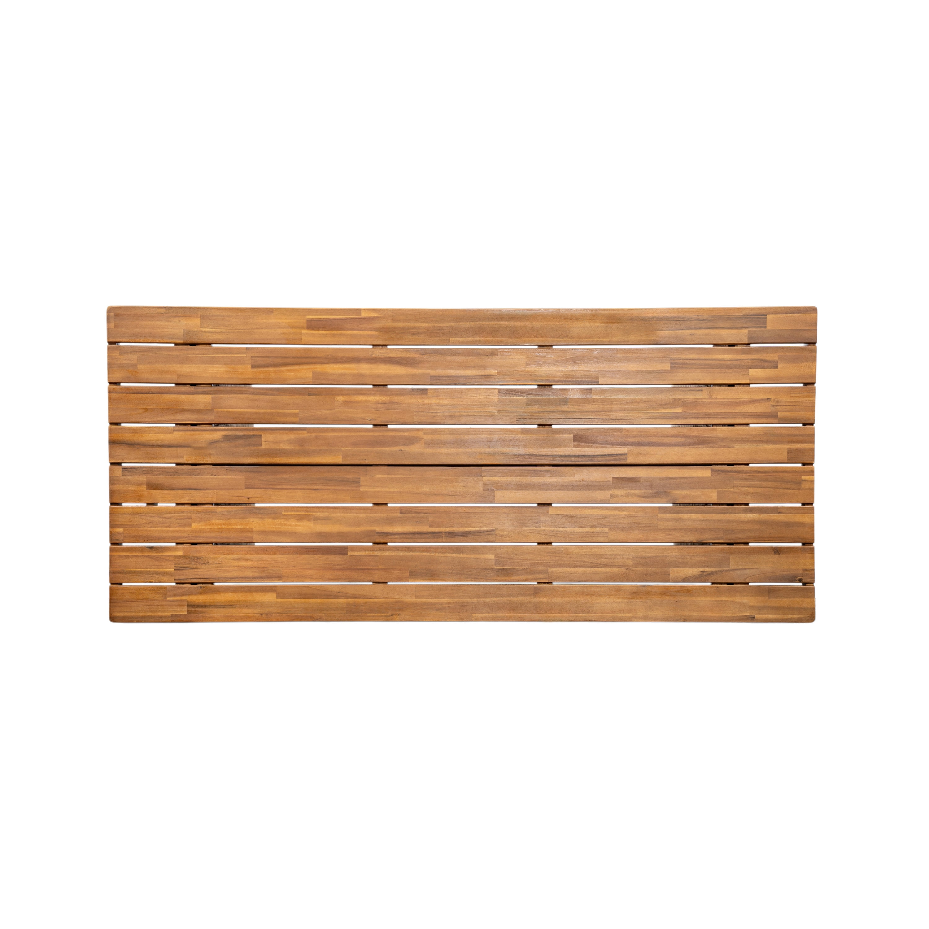 Dining Table, Outdoor Acacia Wood Table with Brown Wicker for Patio Garden, Teak
