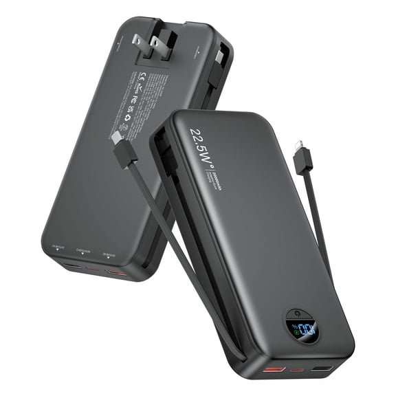 Power Bank citicr de 20000 mAh, 22,5 W, USB-C, con cables integrados