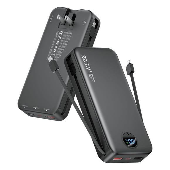 Power Bank citicr de 20000 mAh, 22,5 W, USB-C, con cables integrados