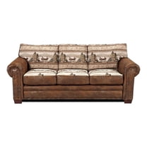 Pemberly Row Alpine Lodge 88" Microfiber Sleeper Sofa in Brown