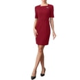 thumbnail image 2 of INSPIRE CHIC Mother's Day Sheath Pencil Dress for Women's Square Neck Short Sleeve Work Business Casual Cocktail Dresses XL Dark Red, 2 of 5